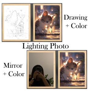 Cute Cat 9 Photo Lighting Frame with USB Cable & on/off switch